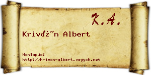 Kriván Albert névjegykártya